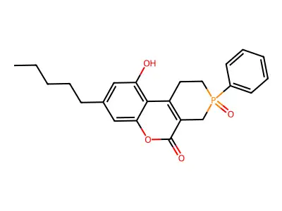 10-Hydroxy-8-pentyl-3-phenyl-1,2,3,4-tetrahydro-5H-phosphinino(3,4-c)chromen-5-one 3-oxide structure