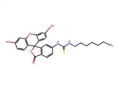 4-(N-6-Aminohexylthioureal)fluorescein structure