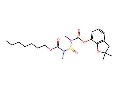 2,2-Dimethyl-2,3-dihydro-1-benzofuran-7-yl heptyl sulfinylbis(methylcarbamate) structure