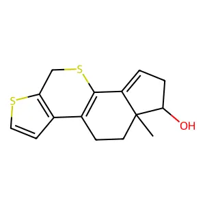 A-Nor-3,7-bisthiaestra-1,5(10),8,14-tetraen-17(e)-ol structure