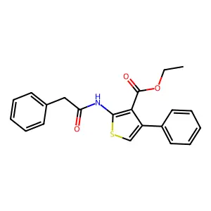 3-Thiophenecarboxylic acid, 4-phenyl-2-((phenylacetyl)amino)-, ethyl ester structure