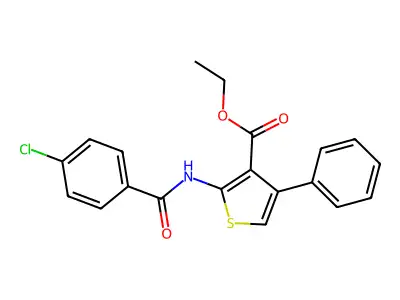 3-Thiophenecarboxylic acid, 2-((4-chlorobenzoyl)amino)-4-phenyl-, ethyl ester structure