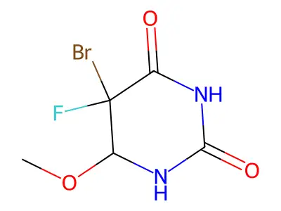 5-Bromo-5-fluoro-6-methoxy-1,3-diazinane-2,4-dione structure
