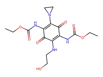2-Aziridinyl-5-(2-hydroxyethylamino)-3,5-bis(carboethoxyamino)-1,4-benzoquinone structure