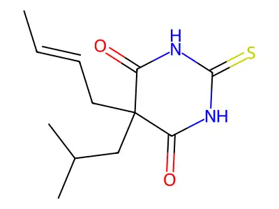 5-But-2-enyl-5-(2-methylpropyl)-2-sulfanylidene-1,3-diazinane-4,6-dione structure