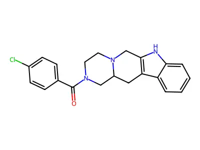 2-p-Chlorobenzoyl-1,2,3,4,6,7,12,12a-octahydropyrazino(2',1':6,1)pyrido(3,4-b)indole structure