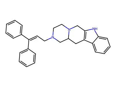 1,2,3,4,6,7,12,12a-Octahydro-2-(3,3-diphenyl-2-propenyl)pyrazino(1',2':1,6)pyrido(3,4-b)indole structure