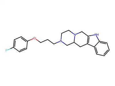 Pyrazino(1',2':1,6)pyrido(3,4-b)indole, 1,2,3,4,6,7,12,12a-octahydro-2-(3-(4-fluorophenoxy)propyl)- structure