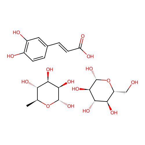 2-Propenoic acid, 3-(3(or 4)-((O-(6-deoxy-alpha-L-mannopyranosyl)-beta-D-glucopyranosyl)oxy)-4(or 3)-hydroxyphenyl)- structure
