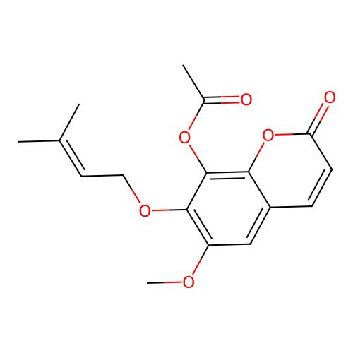 6-Methoxy-7-(3-methylbut-2-enyloxy)-2-oxochromen-8-yl acetate structure
