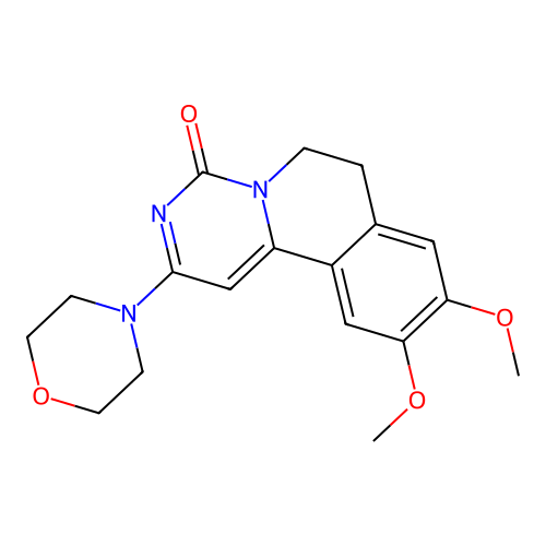 9,10-dimethoxy-2-(morpholin-4-yl)-6,7-dihydro-4H-pyrimido[6,1-a]isoquinolin-4-one structure