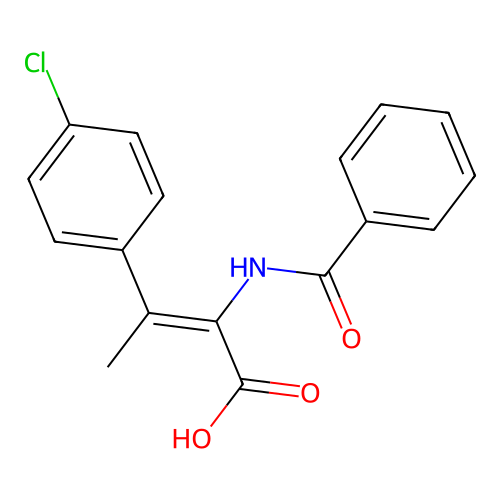 (Z)-2-benzamido-3-(4-chlorophenyl)but-2-enoic acid structure