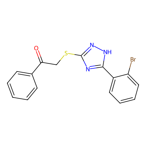 Ethanone, 2-[[5-(2-bromophenyl)-1H-1,2,4-triazol-3-yl]thio]-1-phenyl- structure