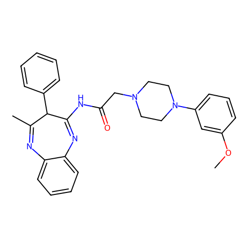 2-[4-(3-methoxyphenyl)piperazin-1-yl]-N-(4-methyl-3-phenyl-3H-1,5-benzodiazepin-2-yl)acetamide structure
