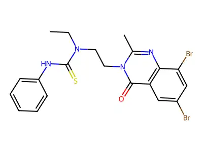 Thiourea, N-(2-(6,8-dibromo-2-methyl-4-oxo-3(4H)-quinazolinyl)ethyl)-N-ethyl-N'-phenyl- structure