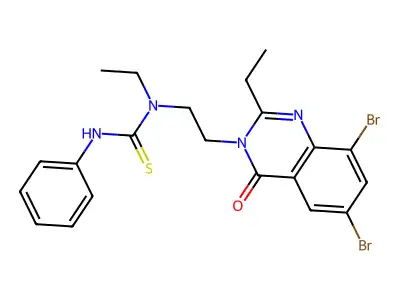 Thiourea, N-(2-(6,8-dibromo-2-ethyl-4-oxo-3(4H)-quinazolinyl)ethyl)-N-ethyl-N'-phenyl- structure