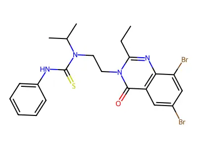 Thiourea, N-(2-(6,8-dibromo-2-ethyl-4-oxo-3(4H)-quinazolinyl)ethyl)-N-(1-methylethyl)-N'-phenyl- structure