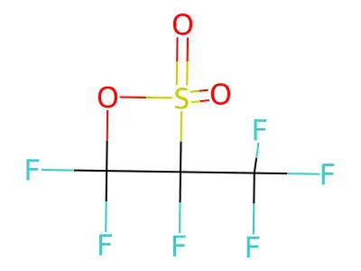 1,2-Oxathietane, 3,4,4-trifluoro-3-(trifluoromethyl)-, 2,2-dioxide structure