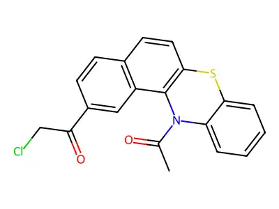 12H-Benzo[a]phenothiazine, 12-acetyl-2-(chloroacetyl)- structure