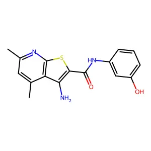 3-amino-N-(3-hydroxyphenyl)-4,6-dimethylthieno[2,3-b]pyridine-2-carboxamide structure