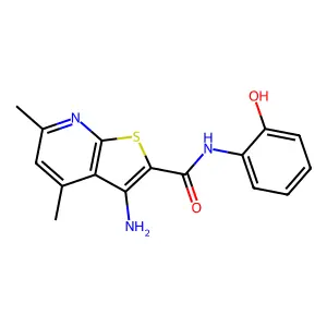 3-amino-N-(2-hydroxyphenyl)-4,6-dimethylthieno[2,3-b]pyridine-2-carboxamide structure