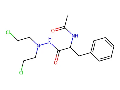 N-[1-[2,2-bis(2-chloroethyl)hydrazinyl]-1-oxo-3-phenylpropan-2-yl]acetamide structure