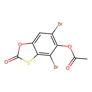 4,6-Dibromo-2-oxo-1,3-benzoxathiol-5-yl acetate structure