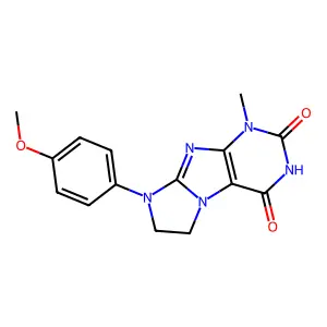 8-(4-methoxyphenyl)-1-methyl-7,8-dihydro-1H-imidazo[2,1-f]purine-2,4(3H,6H)-dione structure