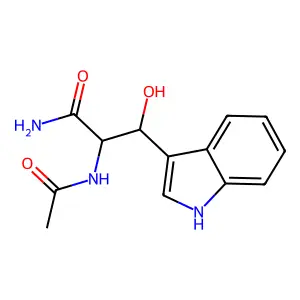 beta-hydroxy-N-acetyltryptophanamide structure