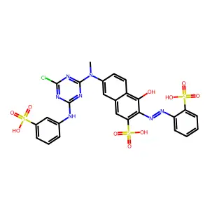 (3Z)-7-[[4-chloro-6-(3-sulfoanilino)-1,3,5-triazin-2-yl]-methylamino]-4-oxo-3-[(2-sulfophenyl)hydrazinylidene]naphthalene-2-sulfonic acid structure
