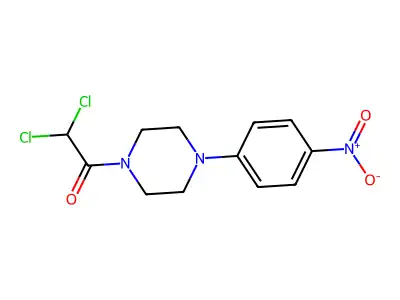2,2-dichloro-1-[4-(4-nitrophenyl)piperazin-1-yl]ethanone structure