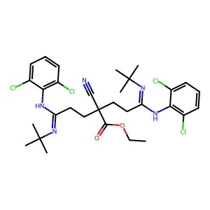 ethyl 5-tert-butylimino-2-[3-tert-butylimino-3-(2,6-dichloro structure