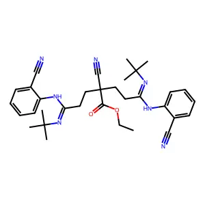 ethyl 5-tert-butylimino-2-[3-tert-butylimino-3-(2-cyanoanili structure
