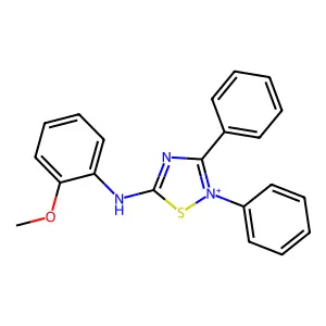 5-((2-Methoxyphenyl)amino)-2,3-diphenyl-1,2,4-thiadiazol-2-ium structure