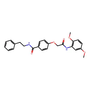 4-[2-(2,5-dimethoxyanilino)-2-oxoethoxy]-N-(2-phenylethyl)benzamide structure