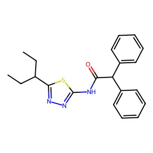 N-[5-(pentan-3-yl)-1,3,4-thiadiazol-2-yl]-2,2-diphenylacetamide structure