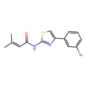 N-[4-(3-bromophenyl)-1,3-thiazol-2-yl]-3-methylbut-2-enamide structure