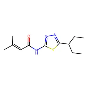 3-methyl-N-(5-pentan-3-yl-1,3,4-thiadiazol-2-yl)but-2-enamide structure