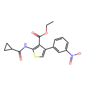 Ethyl 2-(cyclopropanecarbonylamino)-4-(3-nitrophenyl)thiophene-3-carboxylate structure