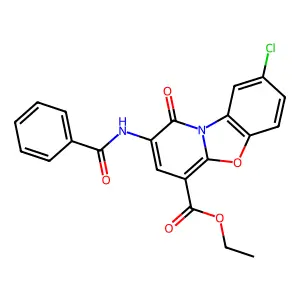 ethyl 2-(benzoylamino)-8-chloro-1-oxo-1H-pyrido[2,1-b][1,3]benzoxazole-4-carboxylate structure