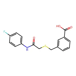 3-({[N-(4-fluorophenyl)carbamoyl]methylthio}methyl)benzoic acid structure
