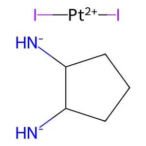 (2-Azanidylcyclopentyl)azanide;diiodoplatinum(2+) structure