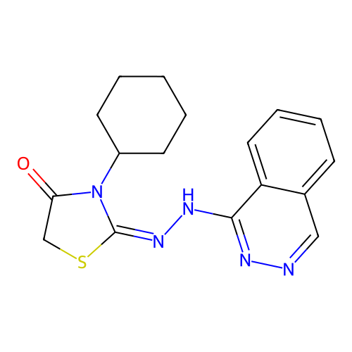 2,4-Thiazolidinedione, 3-cyclohexyl-, 2-(1-phthalazinylhydrazone) structure