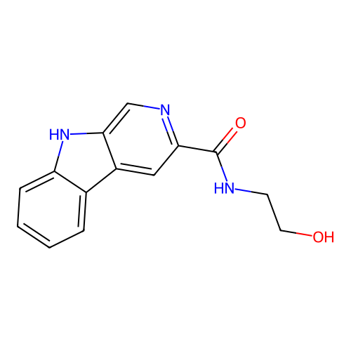 N-(2-hydroxyethyl)-9H-pyrido[3,4-b]indole-3-carboxamide structure