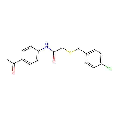 N-(4-acetylphenyl)-2-[(4-chlorobenzyl)sulfanyl]acetamide structure