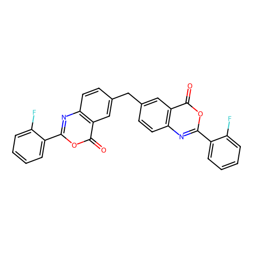 6,6'-methylenebis[2-(2-fluorophenyl)-4H-3,1-benzoxazin-4-one] structure