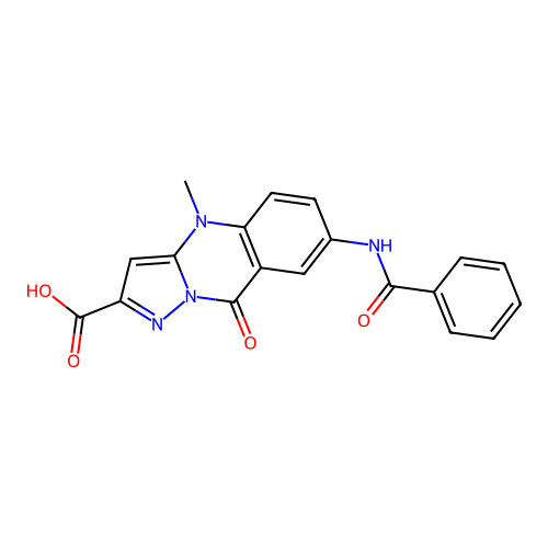 7-Benzamido-4-methyl-9-oxopyrazolo[5,1-b]quinazoline-2-carboxylic acid structure