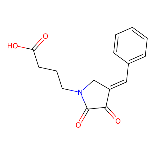 4-[(4E)-4-benzylidene-2,3-dioxopyrrolidin-1-yl]butanoic acid structure