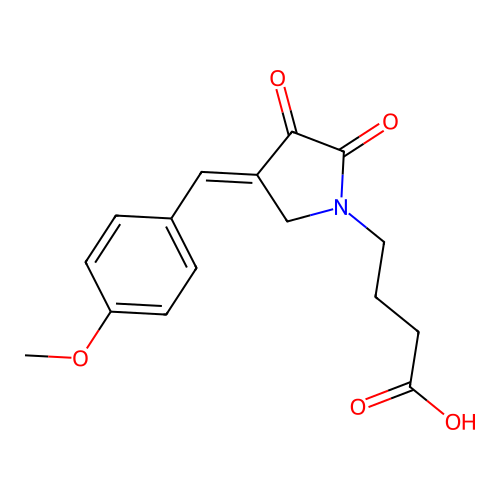 4-[(4E)-4-[(4-methoxyphenyl)methylidene]-2,3-dioxopyrrolidin-1-yl]butanoic acid structure