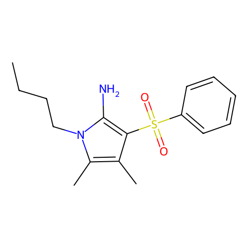1-butyl-4,5-dimethyl-3-(phenylsulfonyl)-1H-pyrrol-2-amine structure